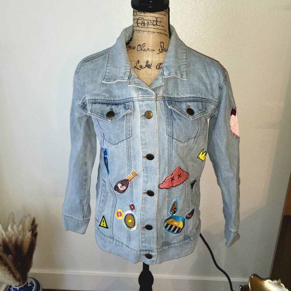 New Reflex Vintage Patch Oversized Denim Jacket - image 2
